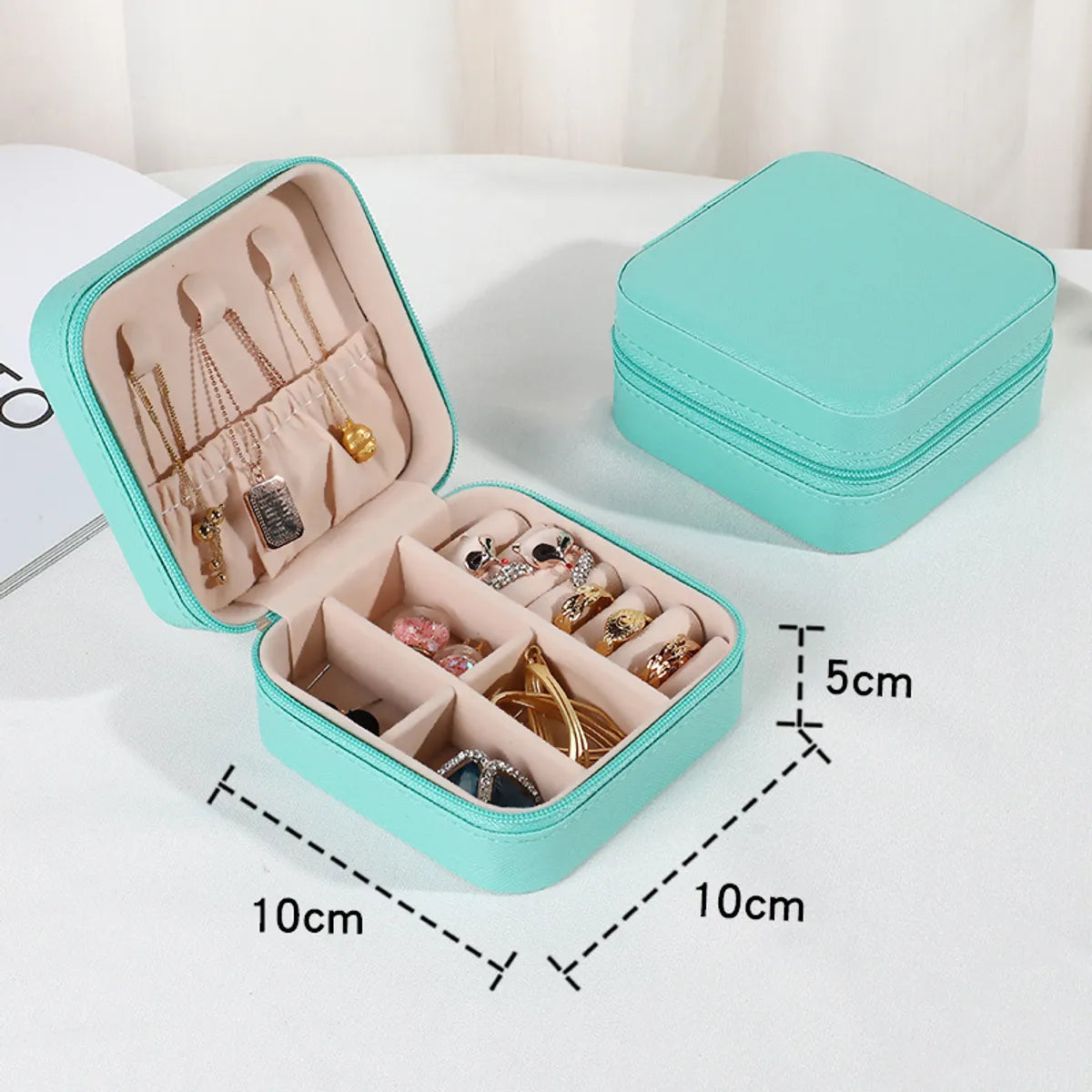 Simple Style Solid Color Leather Jewelry Boxes