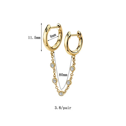 1 Piece Simple Style Solid Color Plating Inlay Copper Zircon 18k Gold Plated Dangling Earrings