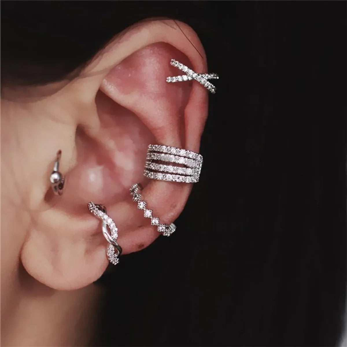 1 Piece Simple Style Solid Color Plating Inlay Copper Zircon Ear Cuffs