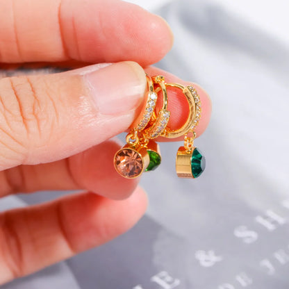 1 Piece Simple Style Solid Color Plating Inlay Stainless Steel Zircon 18k Gold Plated Ear Studs