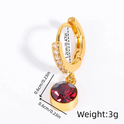 1 Piece Simple Style Solid Color Plating Inlay Stainless Steel Zircon 18k Gold Plated Ear Studs