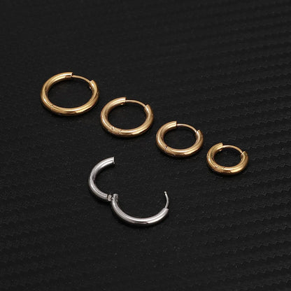 1 Piece Simple Style Solid Color Plating Stainless Steel Hoop Earrings