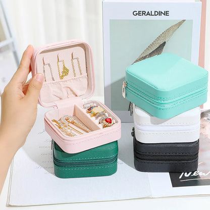 Simple Style Solid Color Pu Leather Plastic Flannel Jewelry Boxes