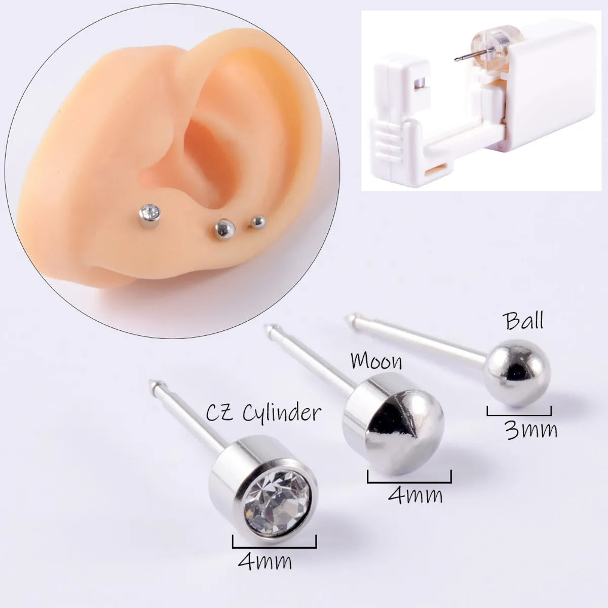 1 Piece Simple Style Solid Color Stainless Steel Ear Puncher Ear Studs