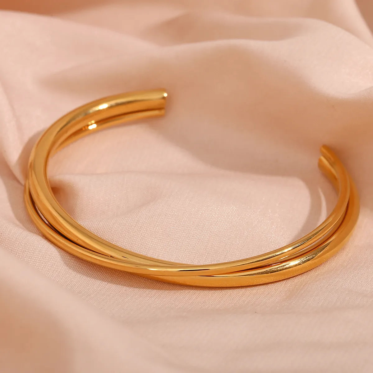 1 Piece Simple Style Solid Color Stainless Steel Plating Bangle