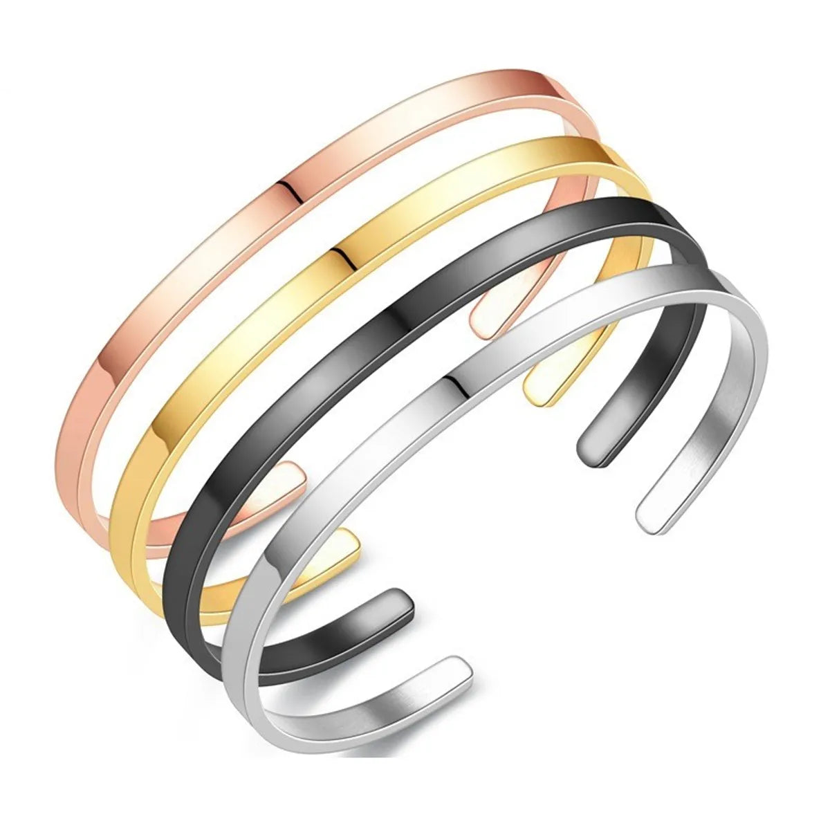 Simple Style Solid Color Stainless Steel 18K Gold Plated Bangle In Bulk