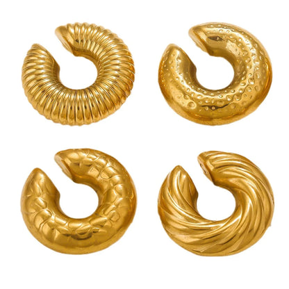 1 Piece Simple Style Solid Color Titanium Steel Gold Plated Ear Cuffs