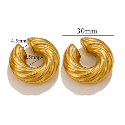 1 Piece Simple Style Solid Color Titanium Steel Gold Plated Ear Cuffs