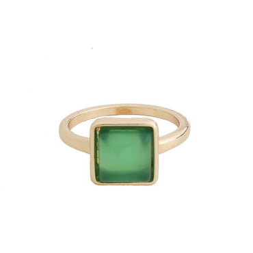 1 Piece Simple Style Square Alloy Plating Inlay Natural Stone Women'S Rings