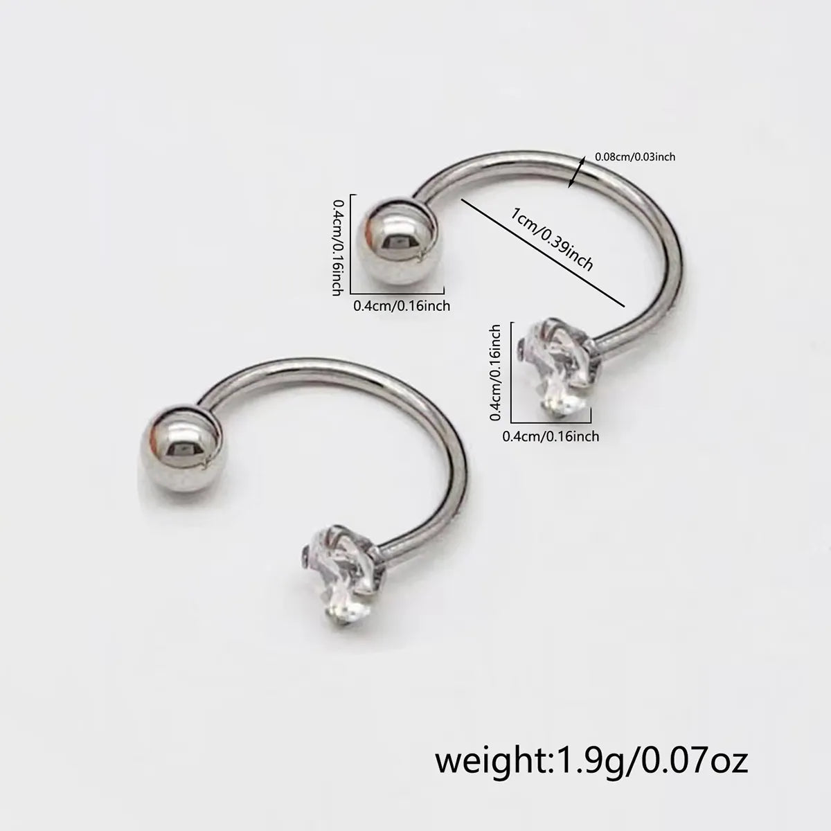 1 Piece Simple Style Square Inlay Stainless Steel Zircon Ear Cuffs