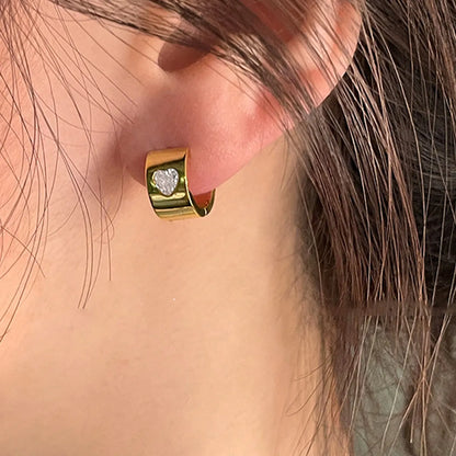 1 Piece Simple Style Square Inlay Stainless Steel Zircon Ear Cuffs