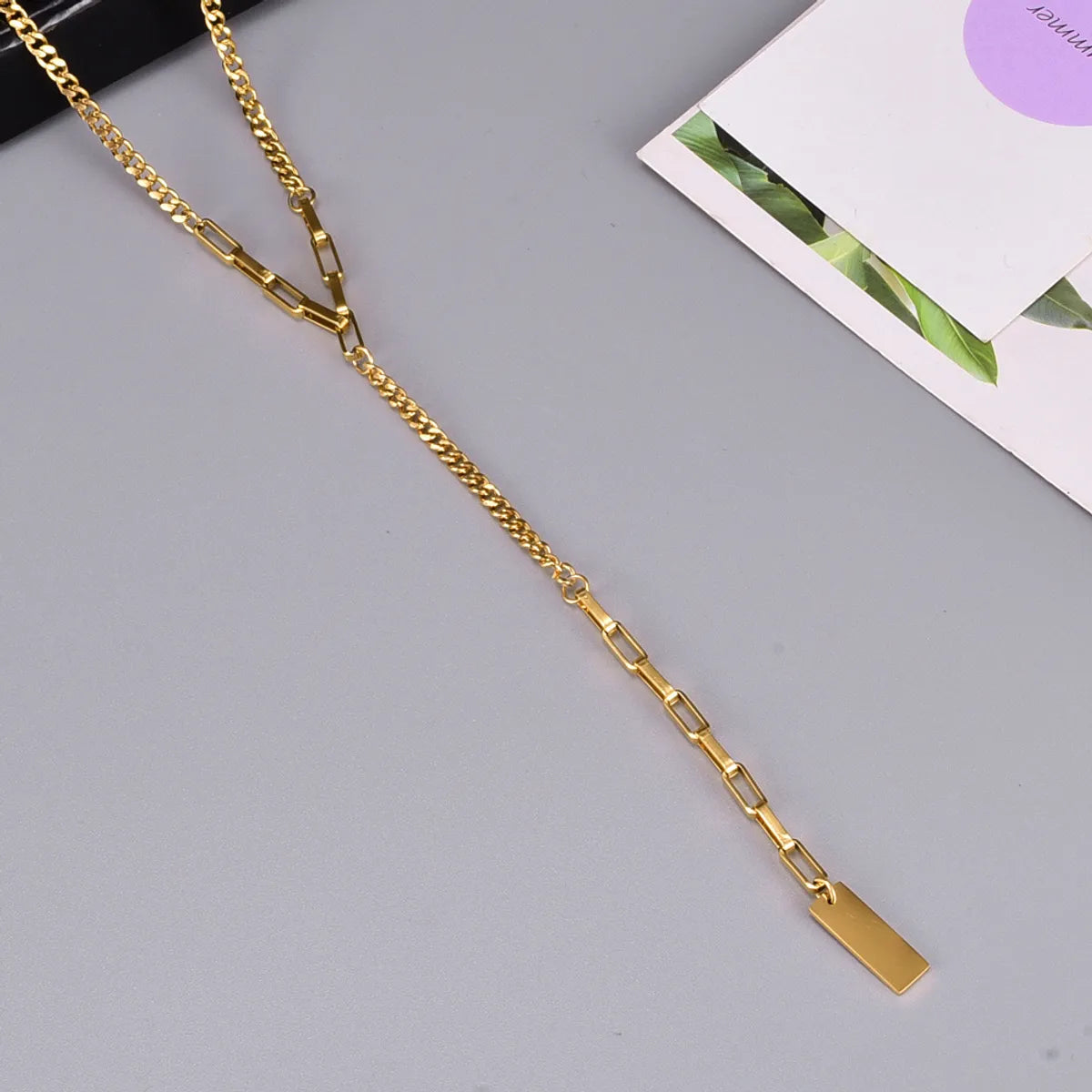 1 Piece Simple Style Square Titanium Steel Necklace