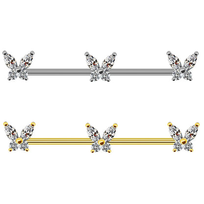 1 Piece Simple Style Star Butterfly Inlay Stainless Steel Copper Rhinestones White Gold Plated Gold Plated Ear Studs