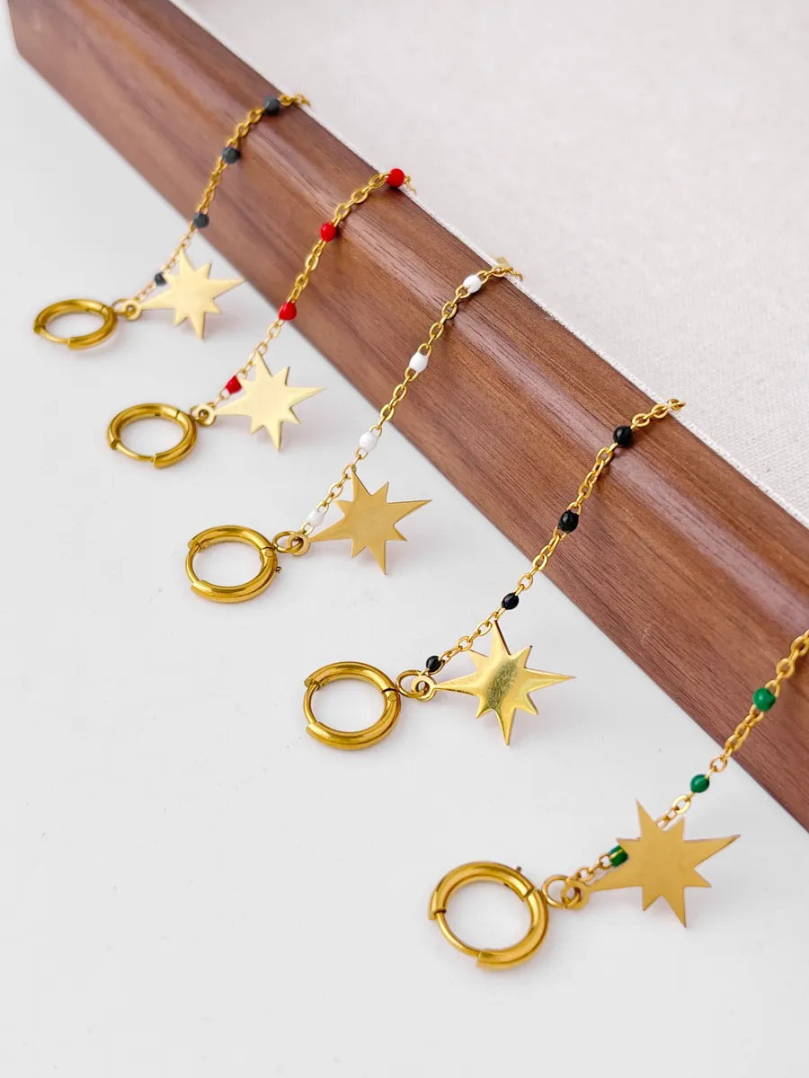 1 Piece Simple Style Star Chain 304 Stainless Steel 18K Gold Plated Earrings