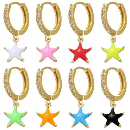 1 Piece Simple Style Star Copper Enamel Jewelry Accessories