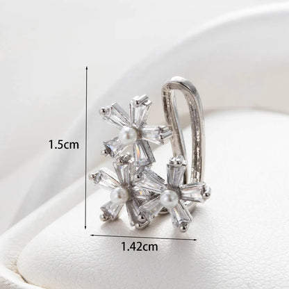 1 Piece Simple Style Star Heart Shape Flower Inlay Stainless Steel Copper Zircon Ear Studs