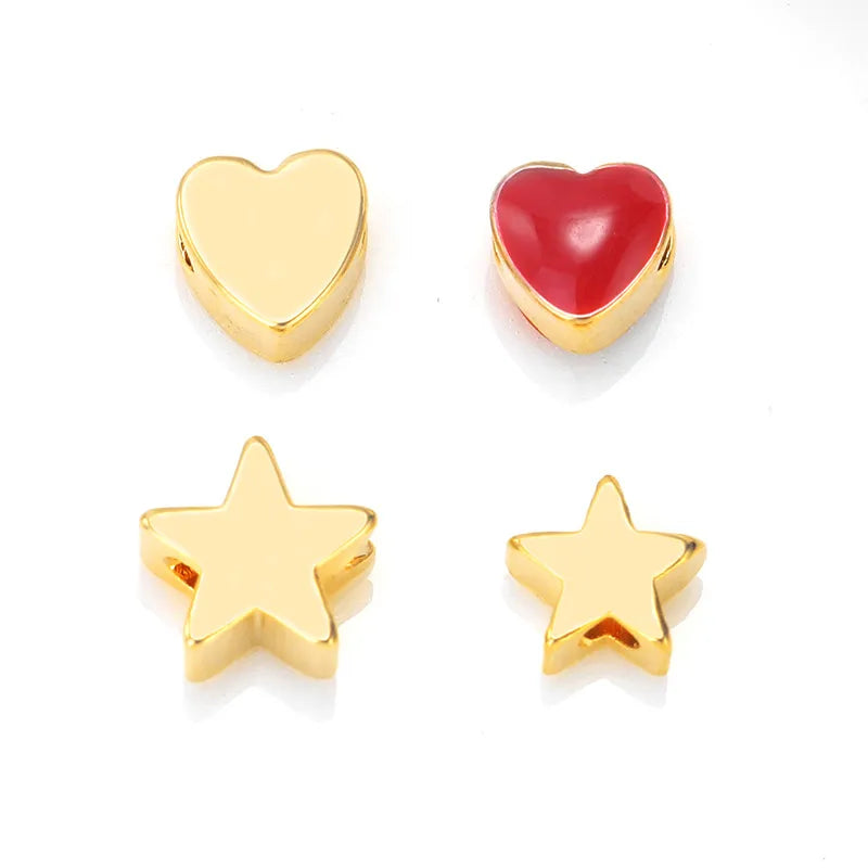 1 Piece Simple Style Star Heart Shape Metal Enamel Plating Beads Jewelry Accessories