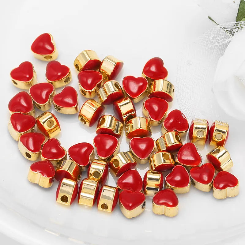 1 Piece Simple Style Star Heart Shape Metal Enamel Plating Beads Jewelry Accessories