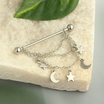 1 Piece Simple Style Star Moon Plating Stainless Steel Ear Studs