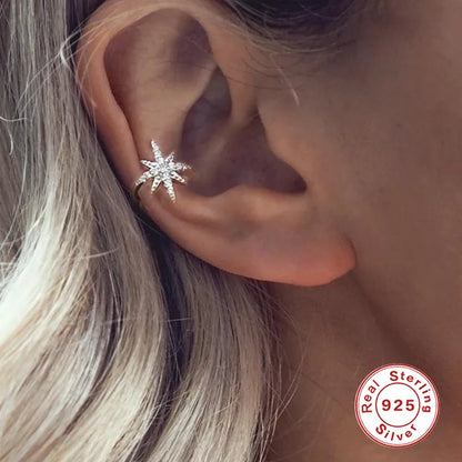 1 Piece Simple Style Star Sterling Silver Inlay Zircon Earrings