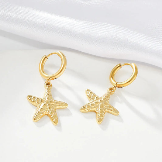 1 Piece Simple Style Starfish Stainless Steel Drop Earrings