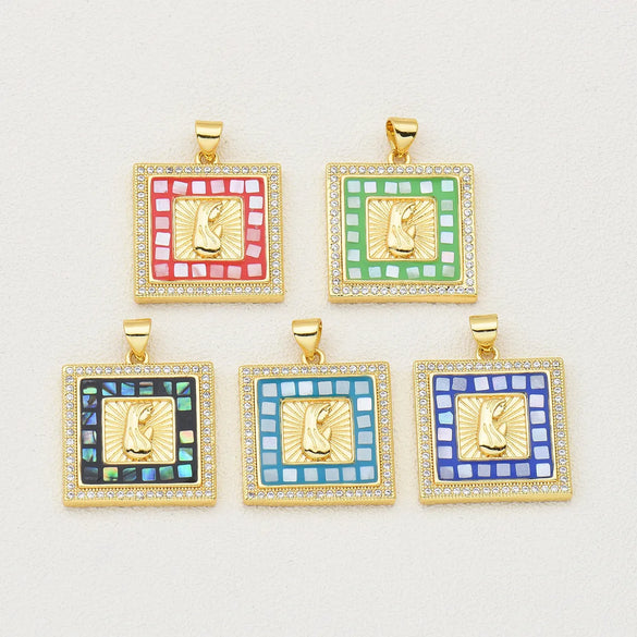 1 Piece Simple Style The Virgin Prayer Copper Enamel Pendant Jewelry Accessories