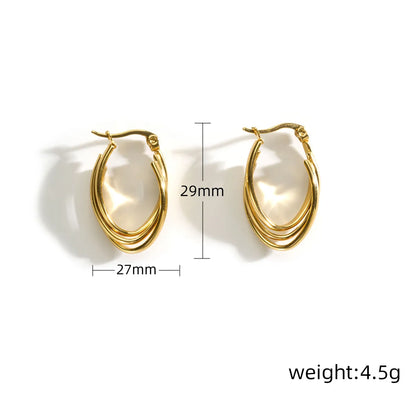 1 Piece Simple Style U Shape Layered 304 Stainless Steel 18K Gold Plated Earrings