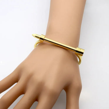 1 Piece Simple Style U Shape Solid Color Titanium Steel Bangle