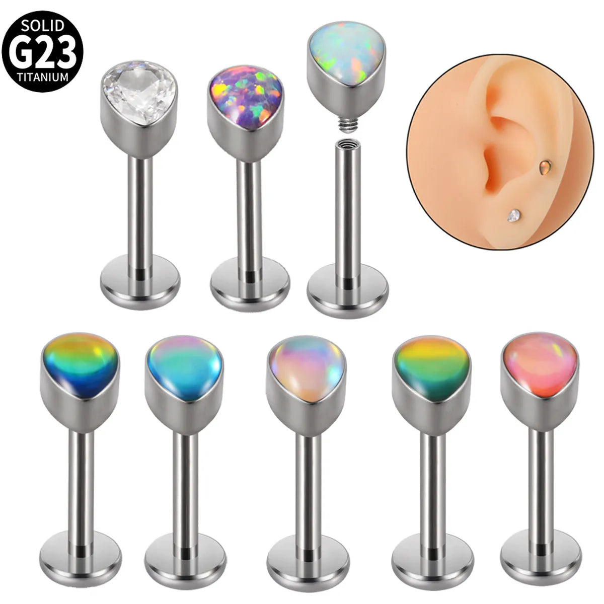 1 Piece Simple Style Water Droplets Stainless Steel Plating Inlay Zircon Ear Studs