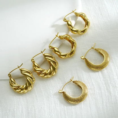 1 Piece Simple Style Waves Irregular 304 Stainless Steel 18K Gold Plated Earrings