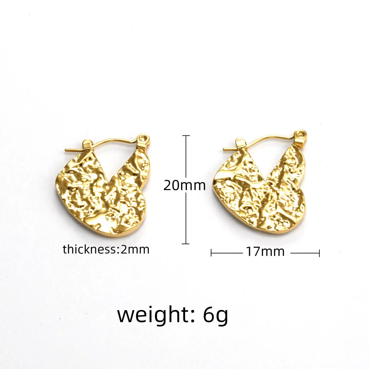 1 Piece Simple Style Waves Pleated 304 Stainless Steel 18K Gold Plated Earrings