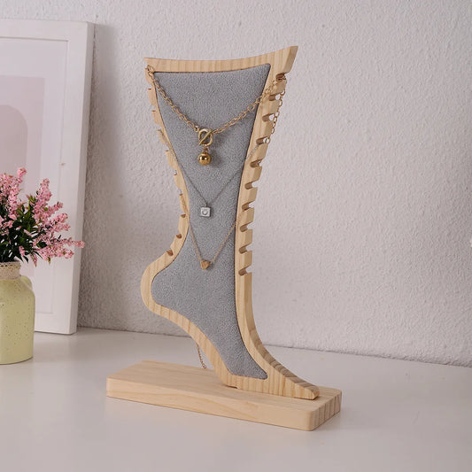 1 Piece Solid Wood IG Style Artistic Foot Jewelry Display Jewelry Rack