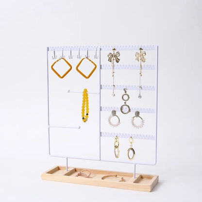 1 Piece Solid Wood Metal Simple Style Solid Color Jewelry Rack