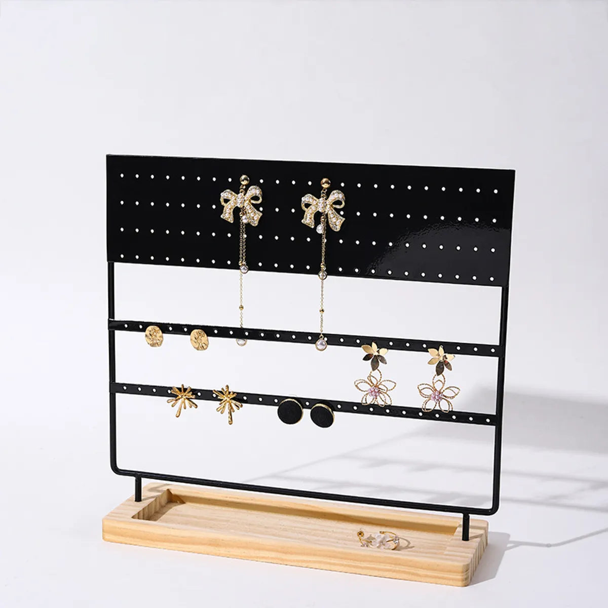 1 Piece Solid Wood Metal Simple Style Solid Color Jewelry Rack