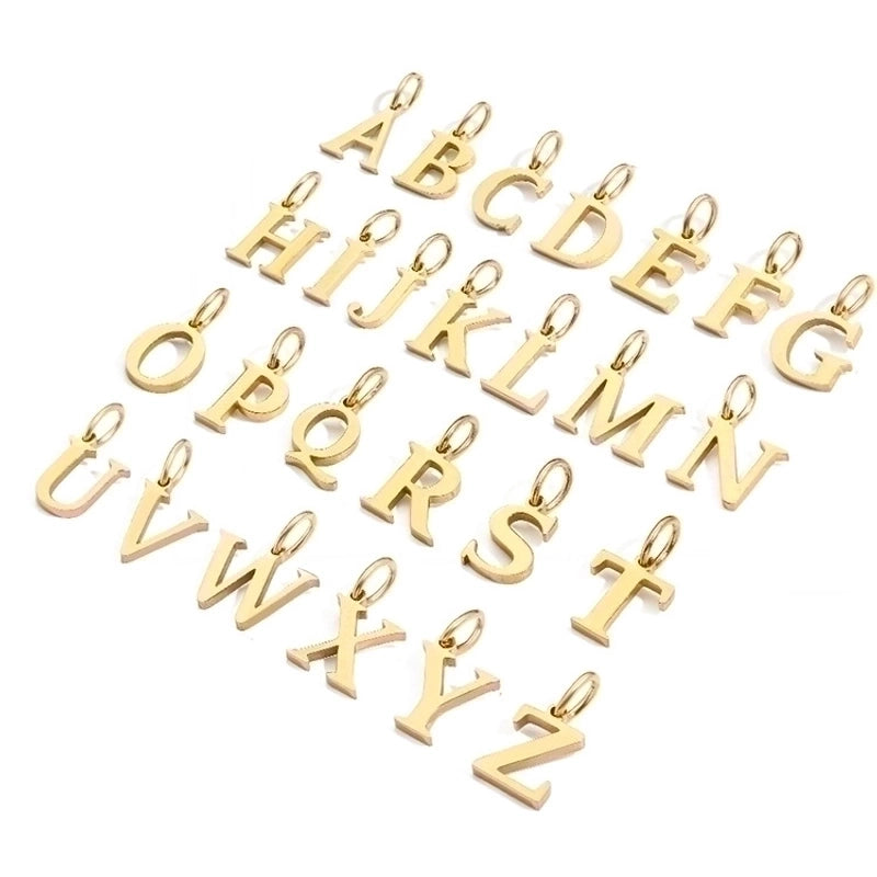 1 Piece Stainless Steel 14K Gold Plated Letter Polished Pendant