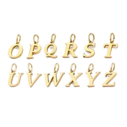 1 Piece Stainless Steel 14K Gold Plated Letter Polished Pendant