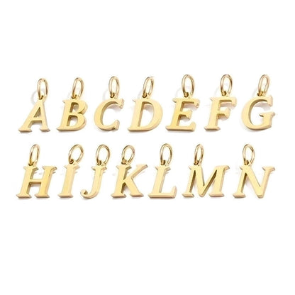 1 Piece Stainless Steel 14K Gold Plated Letter Polished Pendant