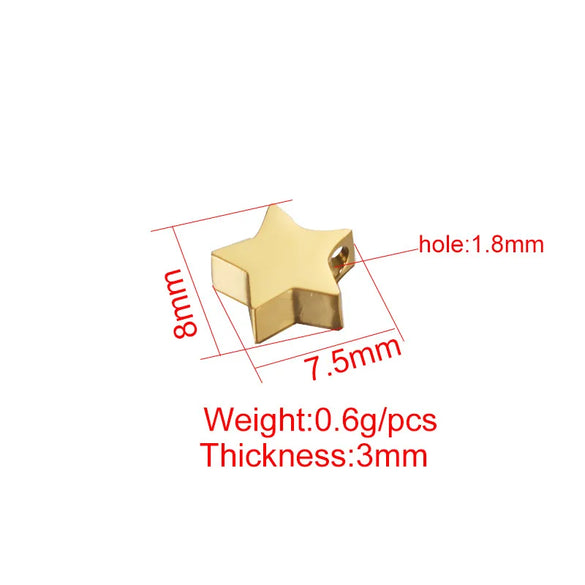 1 Piece Stainless Steel 18K Gold Plated Pentagram Customization Laser Engraving DIY Jewelry Accessories Beads