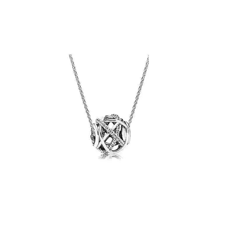 Sterling Silver Round Star Heart Shape Pendant Necklace