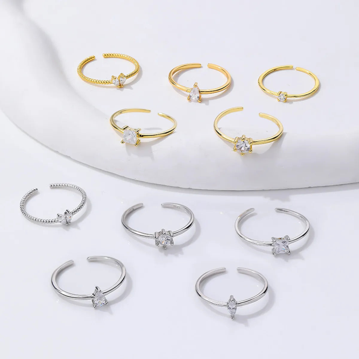 1 Piece Sterling Silver Adjustable Open Rings 925 Silver Rings