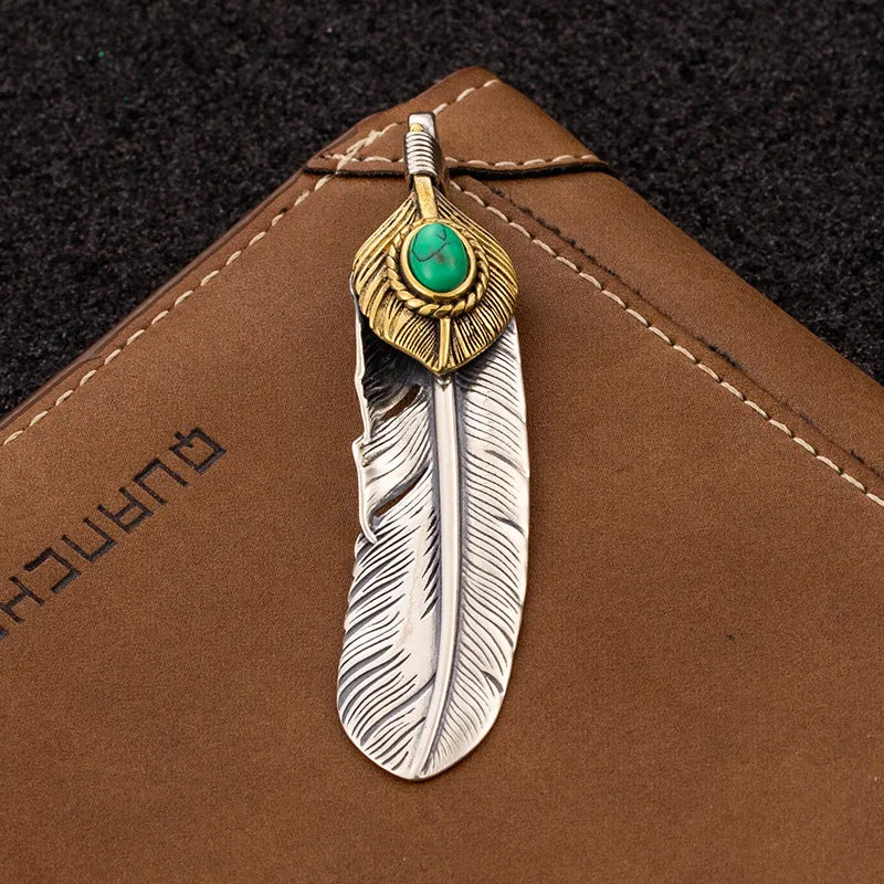 1 Piece Sterling Silver Feather Pendant