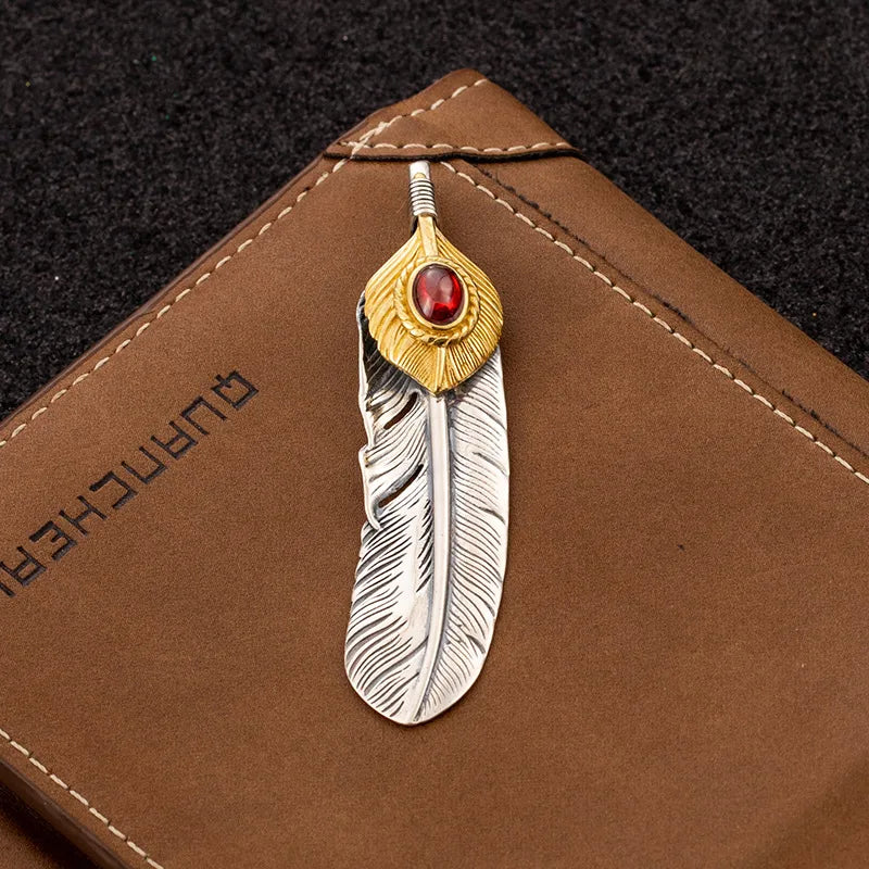 1 Piece Sterling Silver Feather Pendant