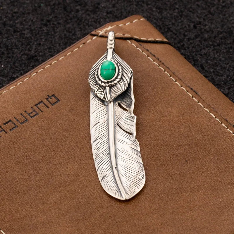 1 Piece Sterling Silver Feather Pendant