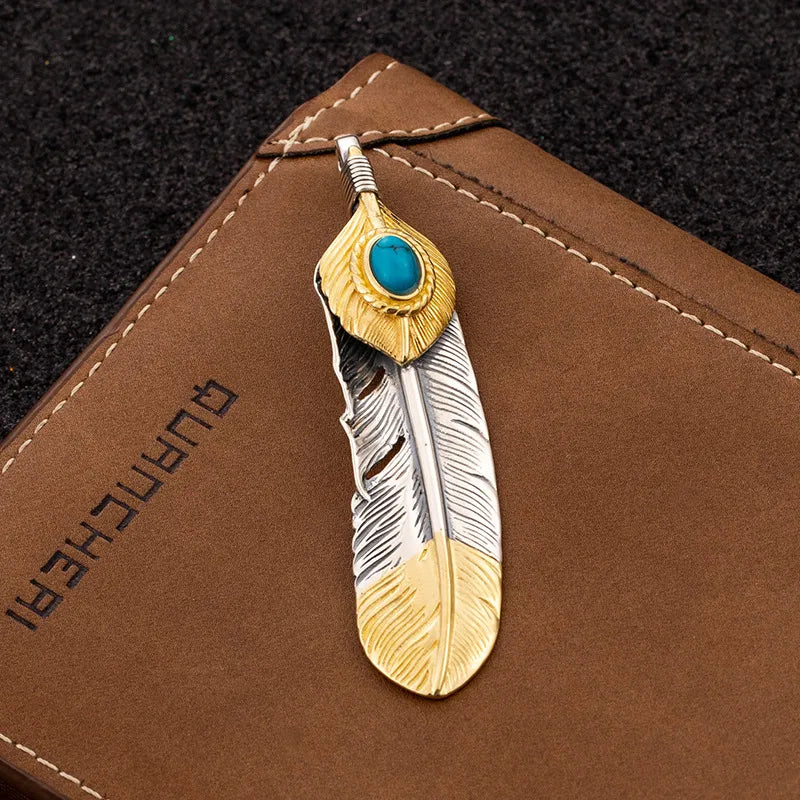 1 Piece Sterling Silver Feather Pendant