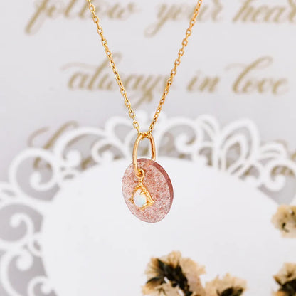 1 Piece Sterling Silver Strawberry Quartz Oval Pendant