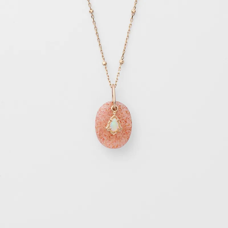 1 Piece Sterling Silver Strawberry Quartz Oval Pendant