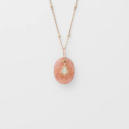 1 Piece Sterling Silver Strawberry Quartz Oval Pendant