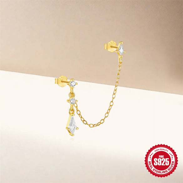 1 Piece Sterling Silver Zircon Geometric Ear Cuffs Ear Studs