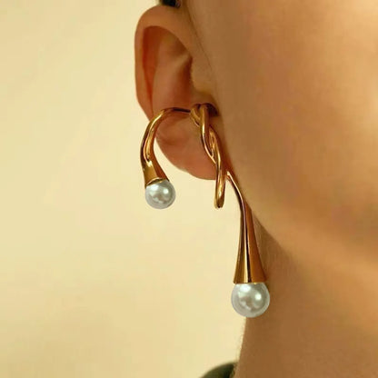 1 Piece Streetwear Irregular Plating Inlay Copper Pearl Ear Cuffs