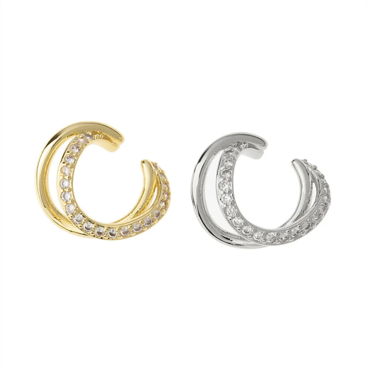 1 Piece Streetwear Solid Color Plating Inlay Metal Rhinestones Ear Cuffs